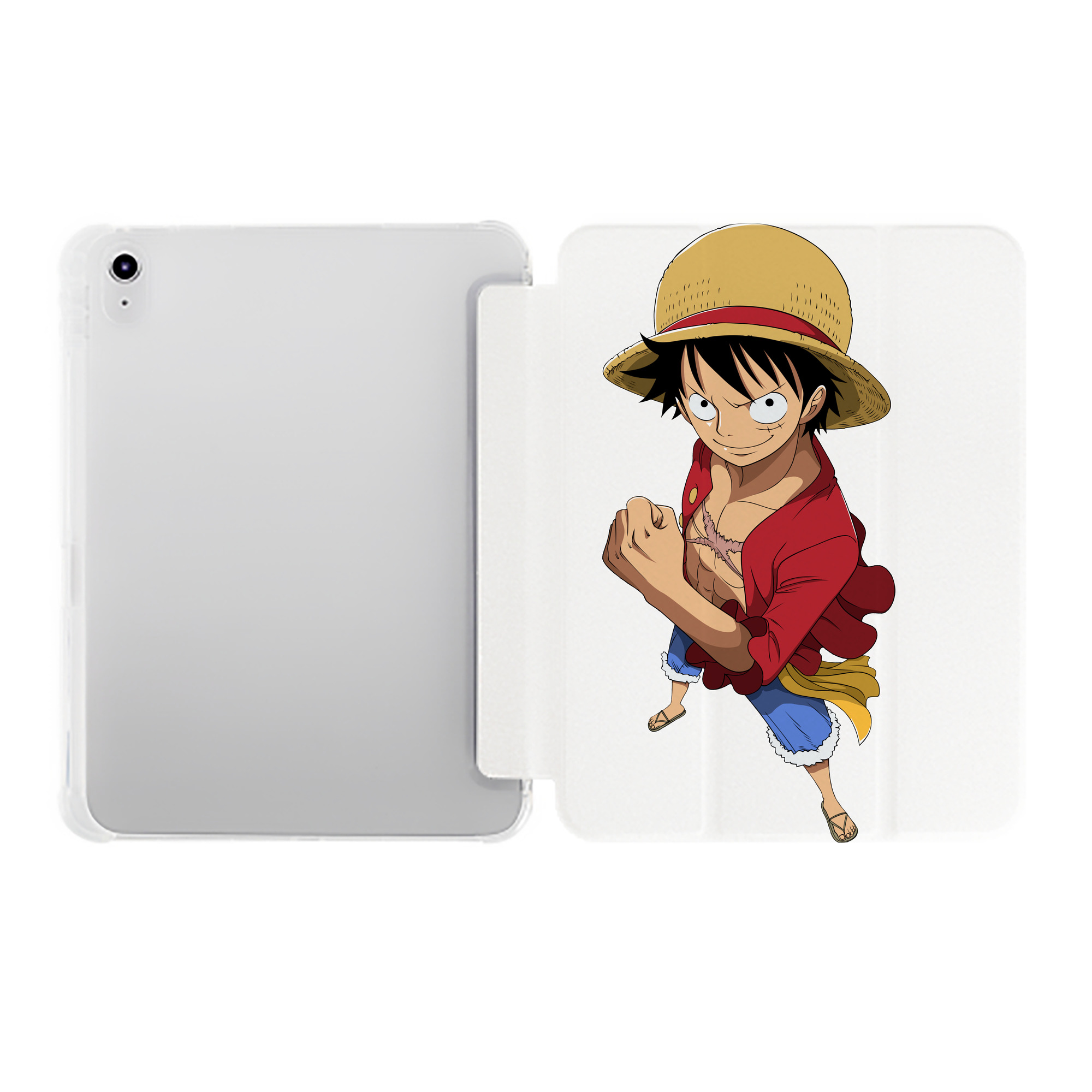 （画像用） ワンピース モンキー・D・ルフィ ONE PIECE Monkey D. Luffy IPad ケース ペン収納付き 三つ折りスタンド PUレザー×シリコン 対応機種9.5/10.5/10.9インチ
